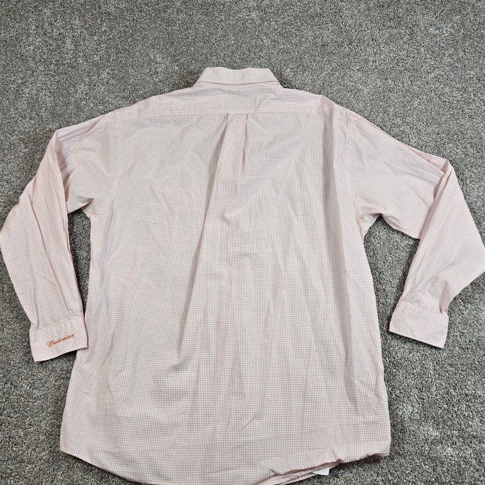 Anheuser Bush Budweiser Mens Sise L Orange Checked Button Down Dress Shirt - Picture 8 of 9